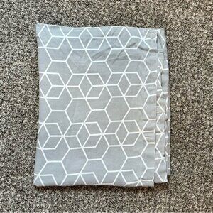 Gray Geometric Patterned Fabric shower. Curtain